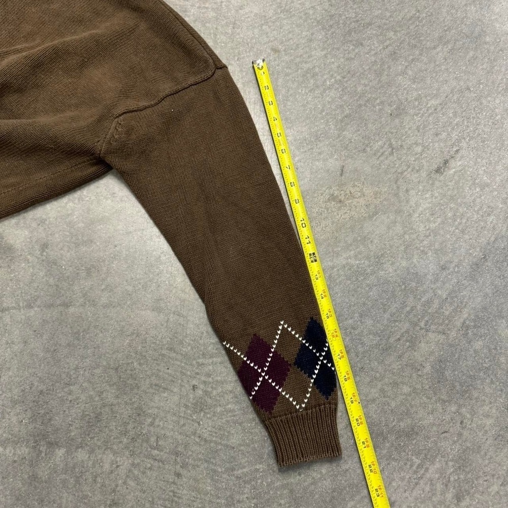 Vintage Brown Cardigan Cotton Argyle Sweater Preppy Retro Fall Essential Small - Picture 6 of 6